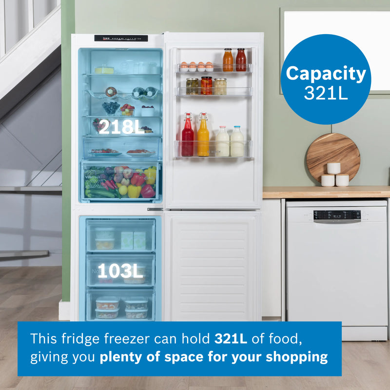 Bosch Series 4 KGN362LDFG - Silver Freestanding 60/40 Frost Free Fridge Freezer - D energy