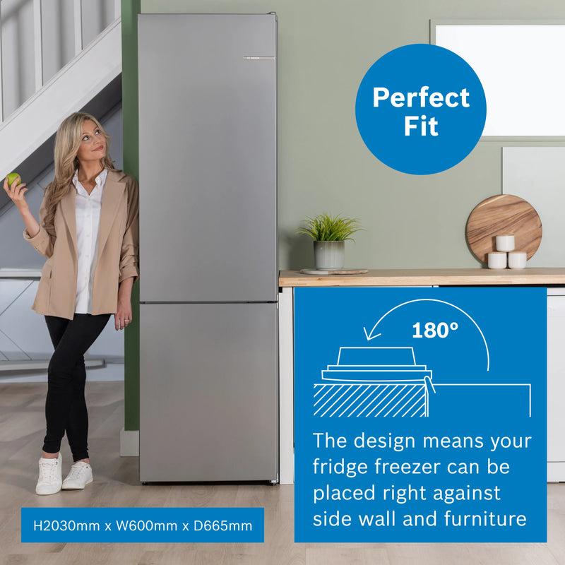Bosch Series 4 KGN392LAGG - Stainless Steel Look Fridge Freezer - 260L/103L Capacity - A Energy Rating