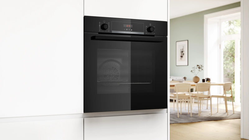 Bosch Series 4 HQA574BB3B - Black Single Oven - 71L Capacity - Pyrolytic Self-Cleaning - A+ Energy Rating