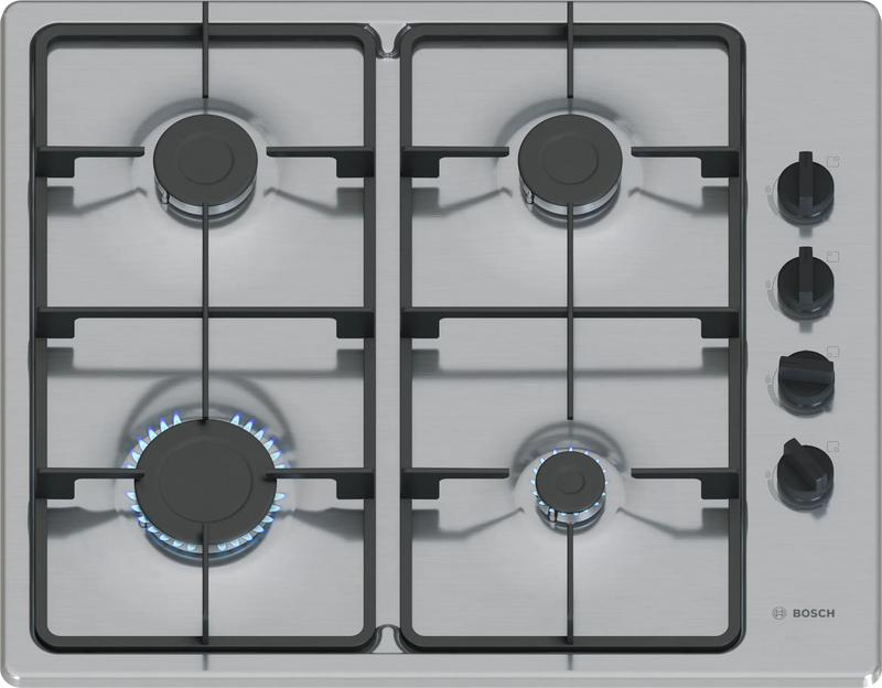 Bosch PBP6B5K60 - Stainless Steel 60cm Gas Hob - 4 Cooking Zones