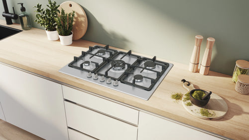 Bosch PGQ7B5K90 - Stainless Steel 75cm Gas Hob - 5 Cooking Zones
