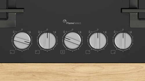 Bosch PPQ7A6I40 - Black Gas Hob - 75cm Tempered Glass - 5 Zones