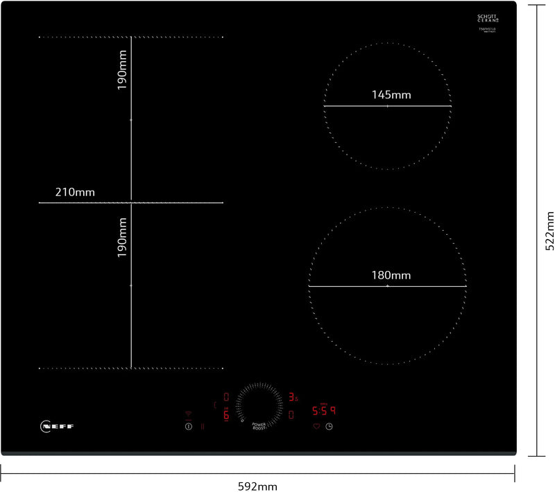Neff T56FHS1L0 - Black 4 Zone Induction Hob