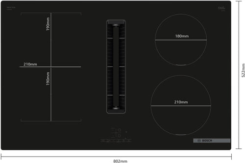 Bosch Series 4 PVS811B16E - Black 4 Zone Venting Hob - B energy