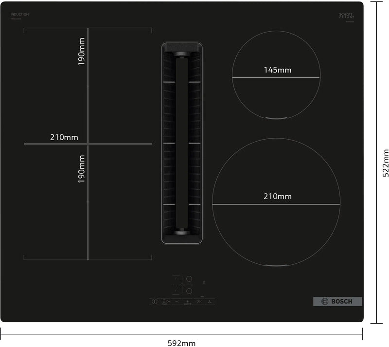 Bosch Series 4 PVS611B16E - Black 4 Zone Venting Hob - B energy