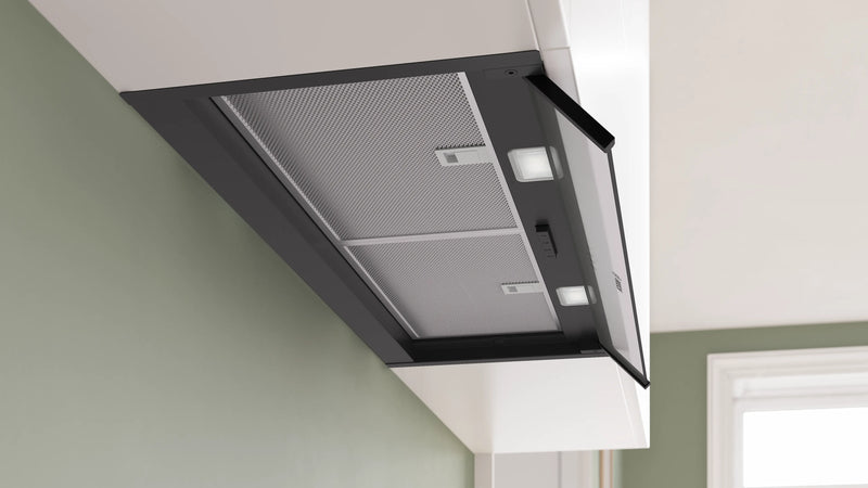 Bosch DBB85CC60B - Matt Black 80cm Integrated Extractor Hood - Clear Glass