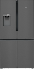NEFF KM3963XE0 - Brushed Steel American Fridge Freezer - 183cm Multi Door - 375L/199L - E Energy