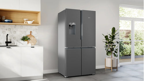 NEFF KM3963XE0 - Brushed Steel American Fridge Freezer - 183cm Multi Door - 375L/199L - E Energy