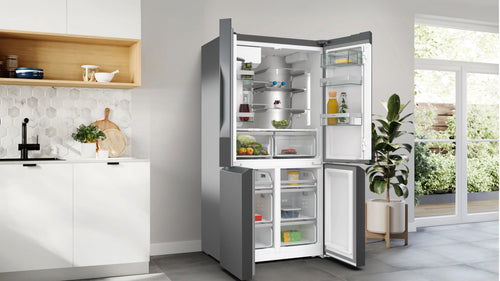 NEFF KM3963XE0 - Brushed Steel American Fridge Freezer - 183cm Multi Door - 375L/199L - E Energy
