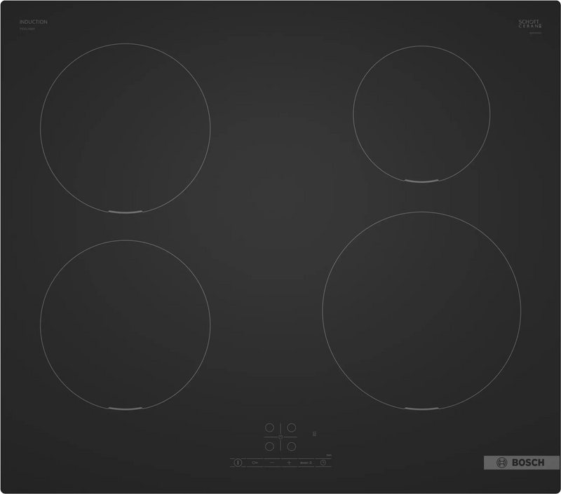 Bosch PIE61ABB5E - Black 60cm Induction Hob - 4 Zone - TouchControl