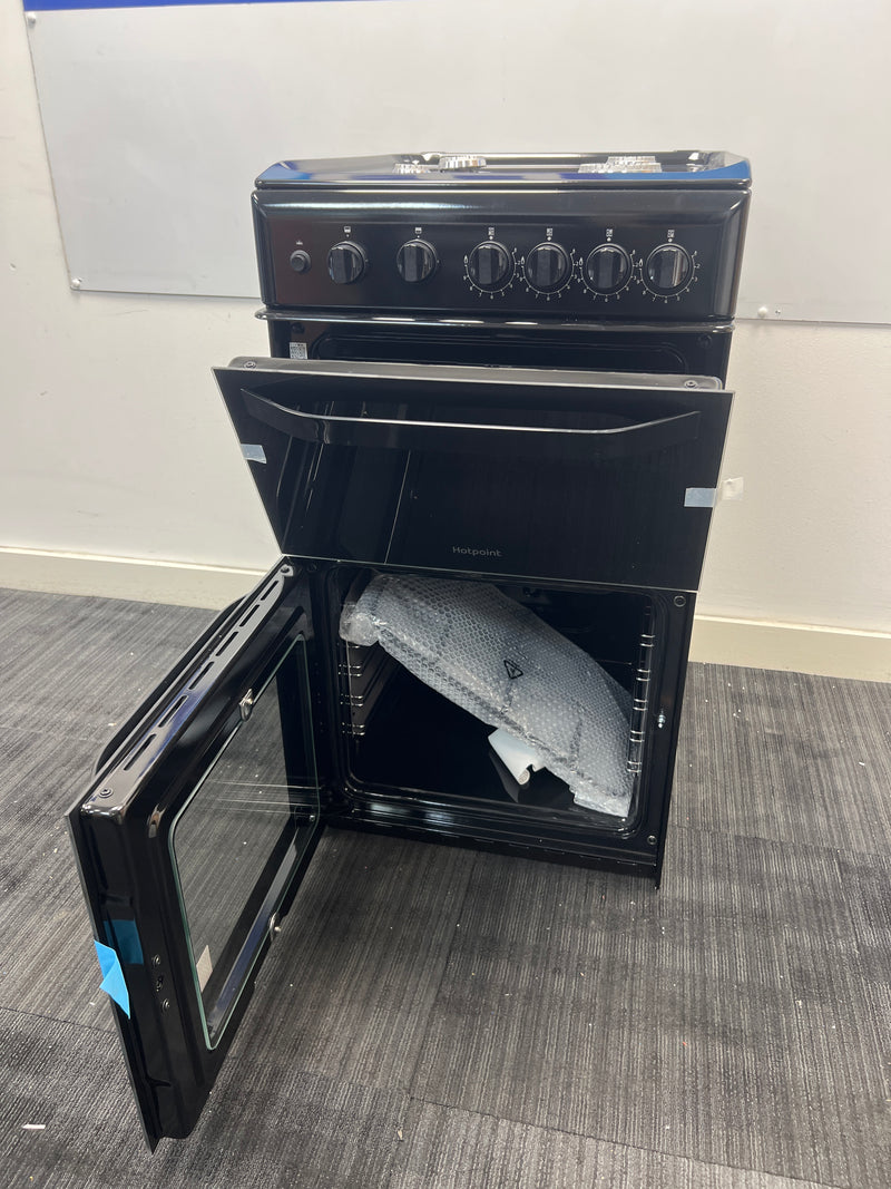 Hotpoint HD5G00KCB/UK - Black 4 Zone Gas Cooker - Catalytic cleaning - A energy - Unboxed