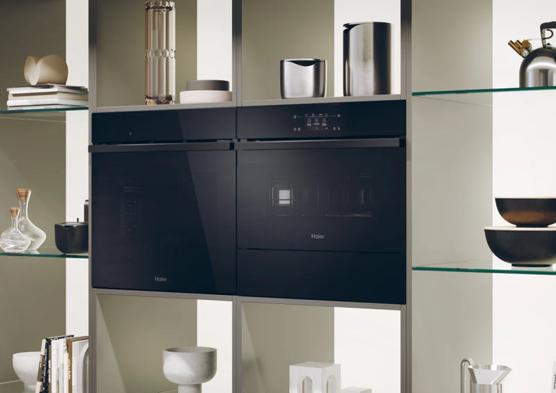 Haier H4MWID69C6NQB - Black Built-in Compact Oven Microwave - 44L with AirFry