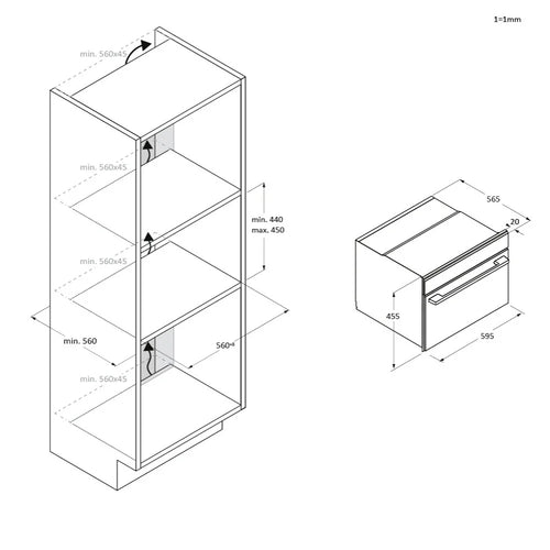 Haier H4MWID69P6NQB - Black Compact Oven with Microwave - 44L - Built-in