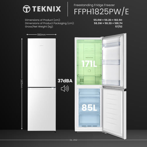 Teknix FFPH1825PW/E - White 50/50 Fridge Freezer - E energy