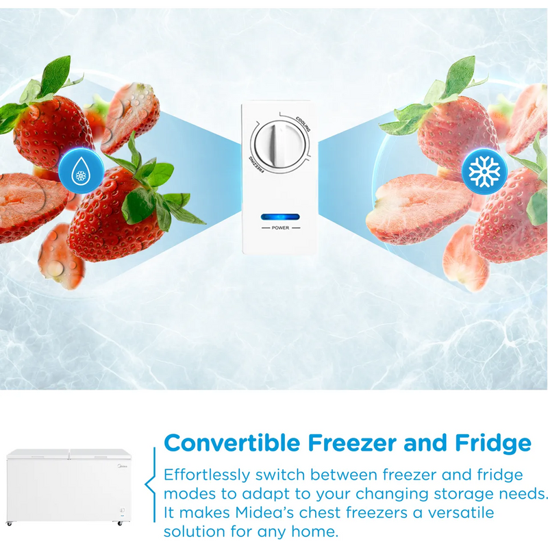 Midea MDRC698FEE01- White Chest Freezer - 508L Capacity - E Energy Rating