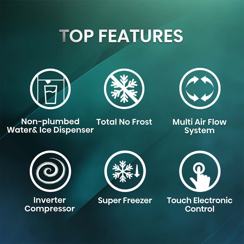 Hisense RS5P535NTFDUK - Black Steel American Fridge Freezer - 566L - Ice & Water