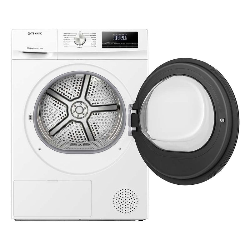 Teknix TKHP9HW - White 9KG Heat Pump Condenser Dryer - E energy - Display