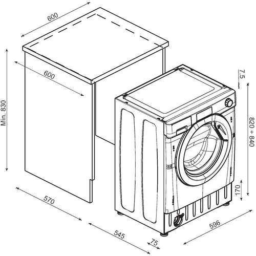 Candy BC4S496M6D8-80 - Integrated Washer Dryer - B Rated