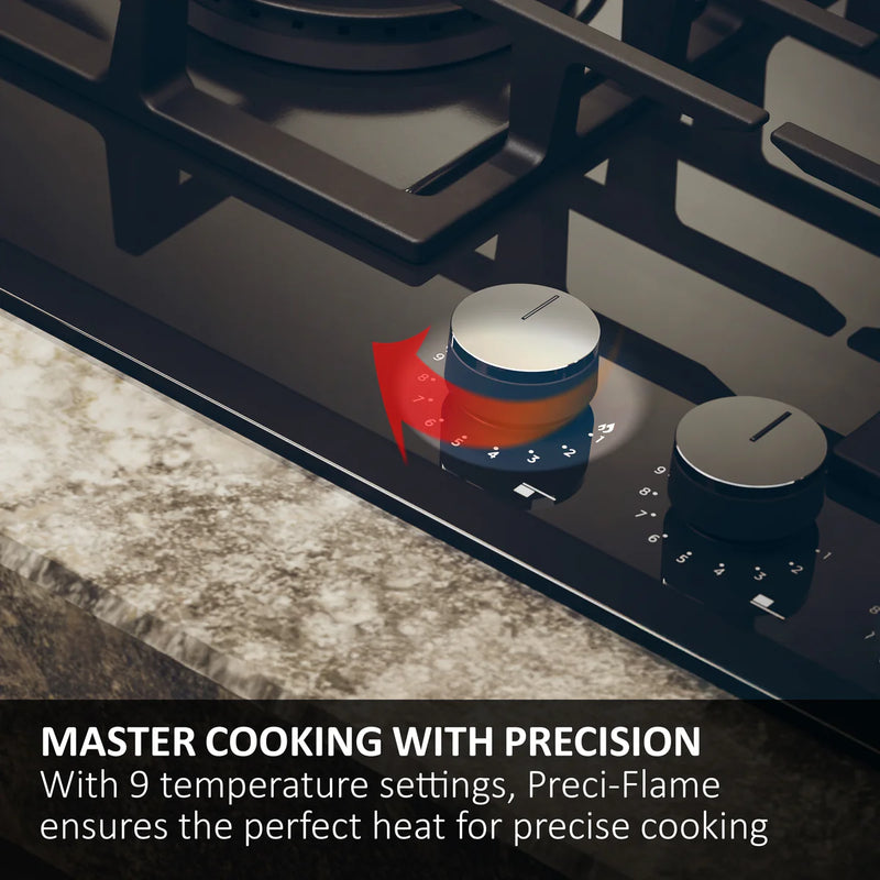 Haier HAVG6BF4TBPB - Black Gas on Glass Hob - 60cm 4 Zone
