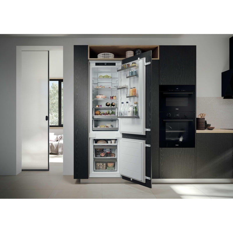 Haier HBQW5519EK-UK - Sliding Hinge White Integrated Fridge Freezer - 284L - E Energy