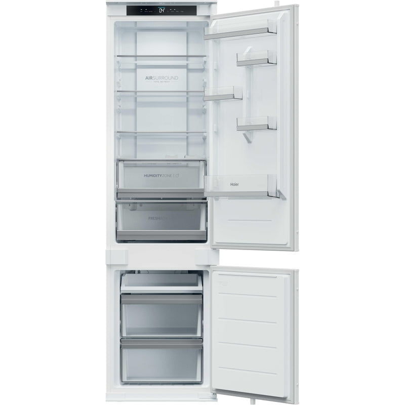 Haier HBQW5519EK-UK - Sliding Hinge White Integrated Fridge Freezer - 284L - E Energy