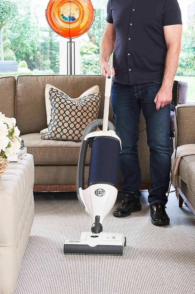 SEBO FELIX - Arctic White/Navy Blue Vacuum Cleaner - S-Class Filtration - A energy