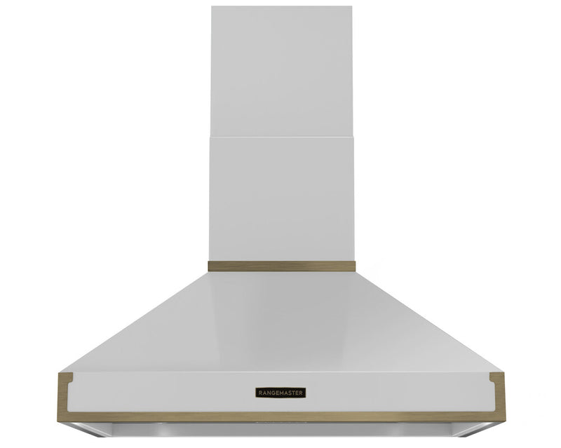 Rangemaster RPREHD90PWHT/AB1 90cm Prestige Cooker Hood - White with Antique Brass Trim
