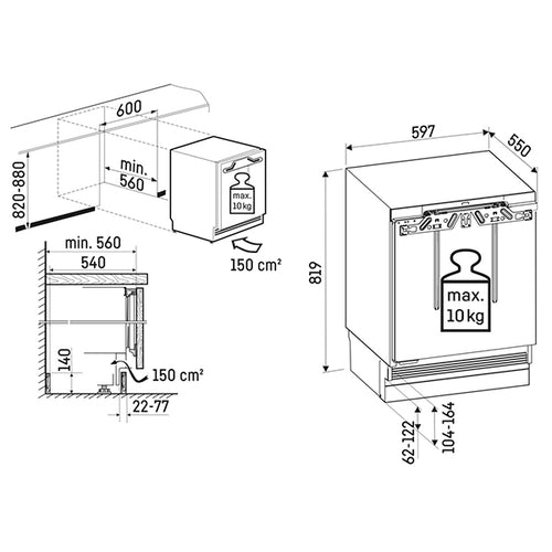 Liebherr URd3601 - White Integrated Built Under Fridge - 106L - D energy