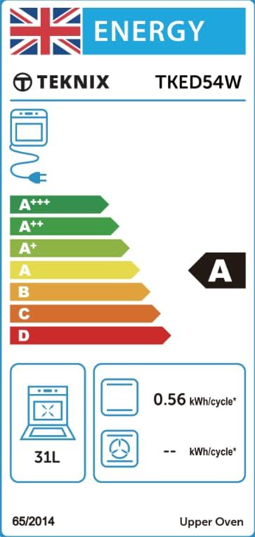 Teknix TKED54W - White Ceramic Cooker - Double Oven - 50cm - A Rated