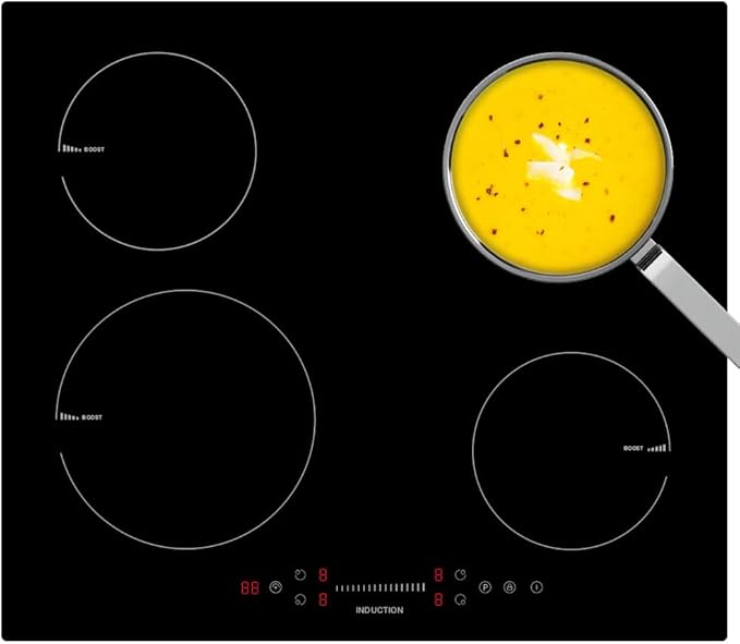 Teknix SCIH6PISL - Black 4 Zone Induction Hob 13amp plug in