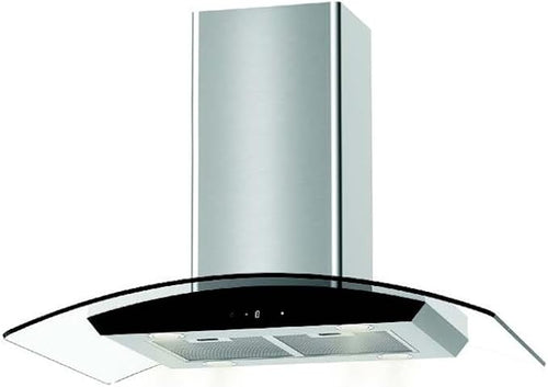 Essentials AEHISL90SS 90cm Island Curved Glass Hood Stainless Steel