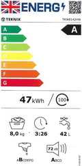 Teknix TK2W814HW - White 8KG Washing Machine - 1400 RPM - A energy - Display