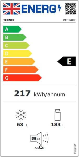 Teknix BITH70FF - White 70/30 Integrated Fridge Freezer - 246L - E energy