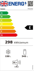 Teknix FFH270X - Silver Freestanding 70/30 Frost Free Fridge Freezer - E energy