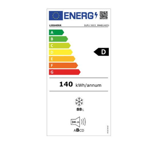 Liebherr SUFd3603 - White 87L Under Counter Freezer - D Energy Rating