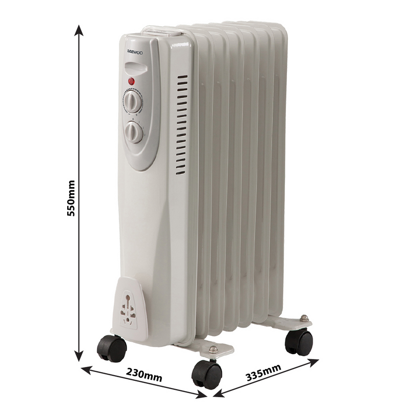 Daewoo HEA1130 oil-filled radiator with dimensions