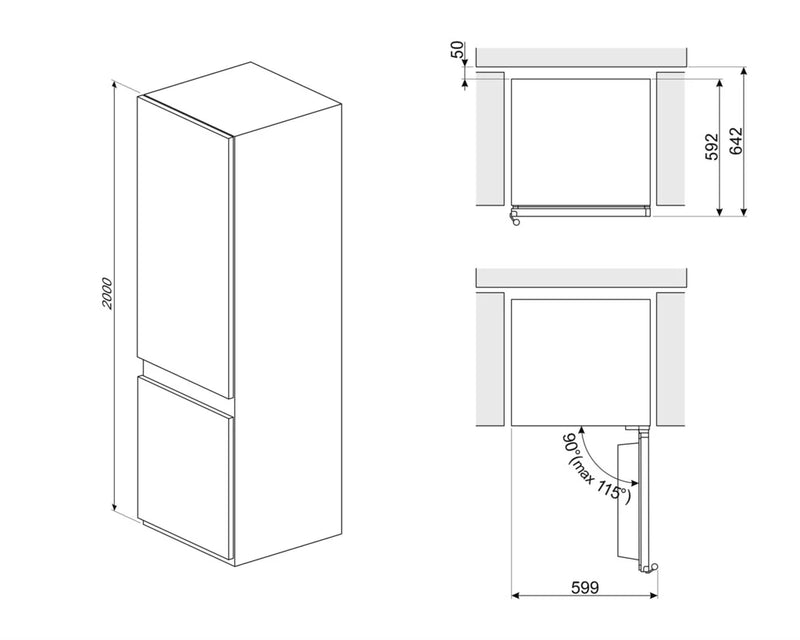 Smeg FC20XDNDUK - Inox Fridge Freezer - 331 Litres - D Energy