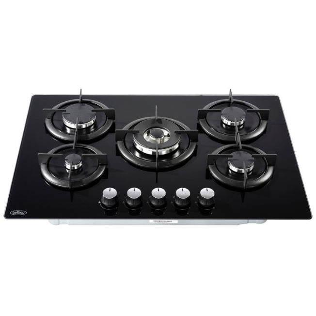 Belling GTG75C - Black 75cm 5 Burner Gas Hob - Built-in