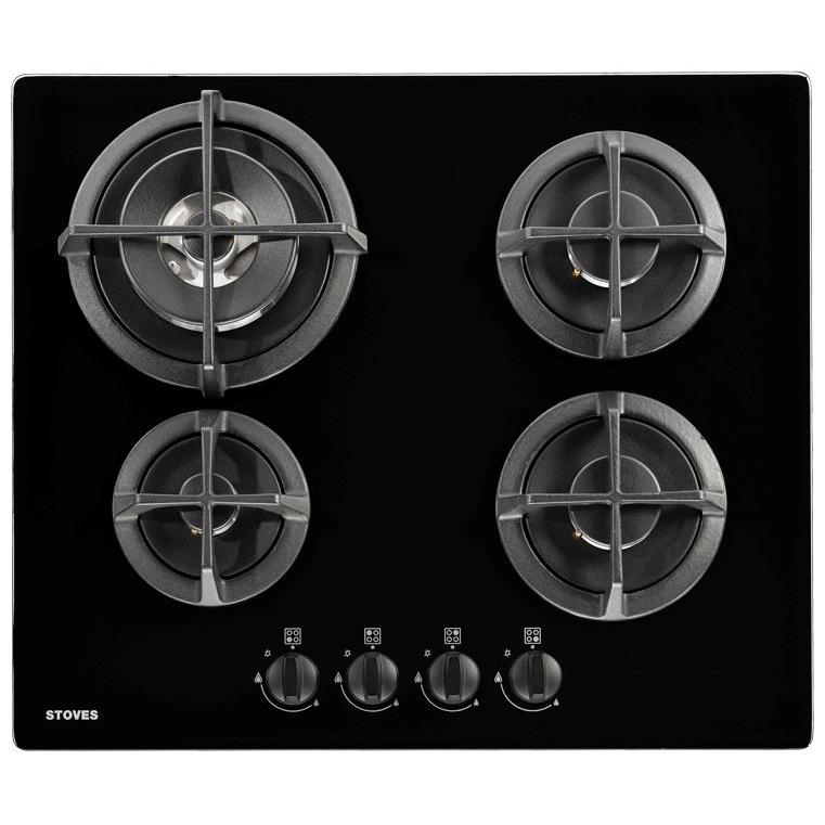 Stoves GTG60C Black - Black 4 Burner Gas Hob - 60cm - Dial Controls