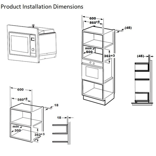 Belling BEL BIMWG6017 STA 444411404  - Built-in 17L Microwave - 700W