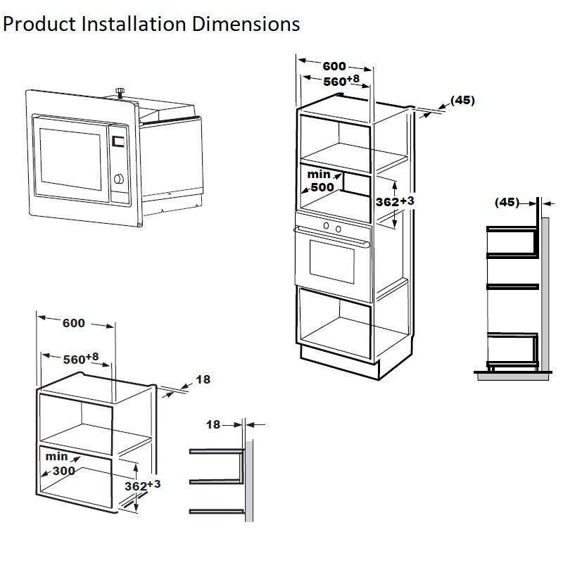 Belling BEL BIMWG6017 STA 444411404  - Built-in 17L Microwave - 700W
