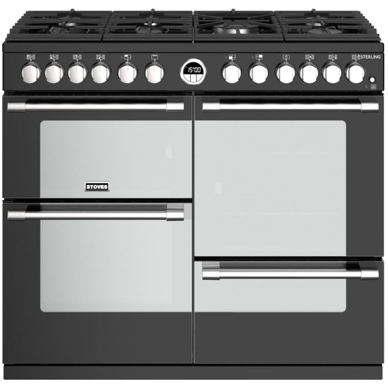 Stoves Sterling S1000DF MK22 - Black 100cm Dual Fuel Range Cooker - 183L Quad Oven - A Energy