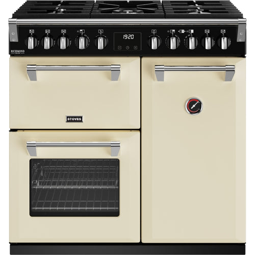 Stoves Richmond Deluxe D900DF - Cream 90cm Dual Fuel Range Cooker - 168L Capacity - A Energy Rating