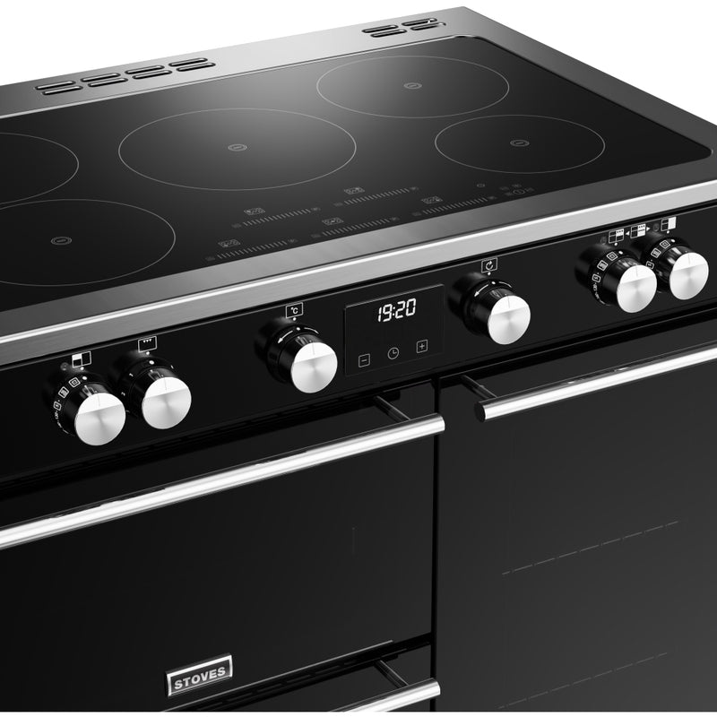 Stoves Precision Deluxe D900Ei TCH - Black 90cm Induction Range Cooker - 5 Zone Hob - 3 Ovens - A Energy Rated