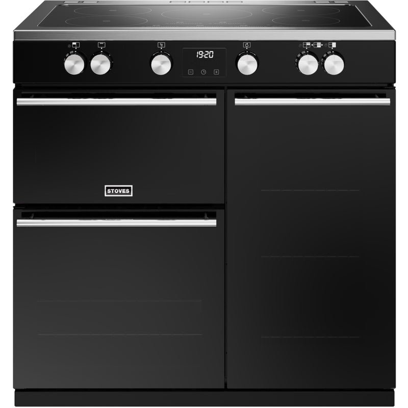 Stoves Precision Deluxe D900Ei TCH - Black 90cm Induction Range Cooker - 5 Zone Hob - 3 Ovens - A Energy Rated