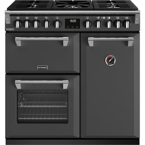 Stoves Richmond Deluxe D900DF - Anthracite Grey (Matte Finish) 90cm Dual Fuel Range Cooker - 168L - A Energy Rating