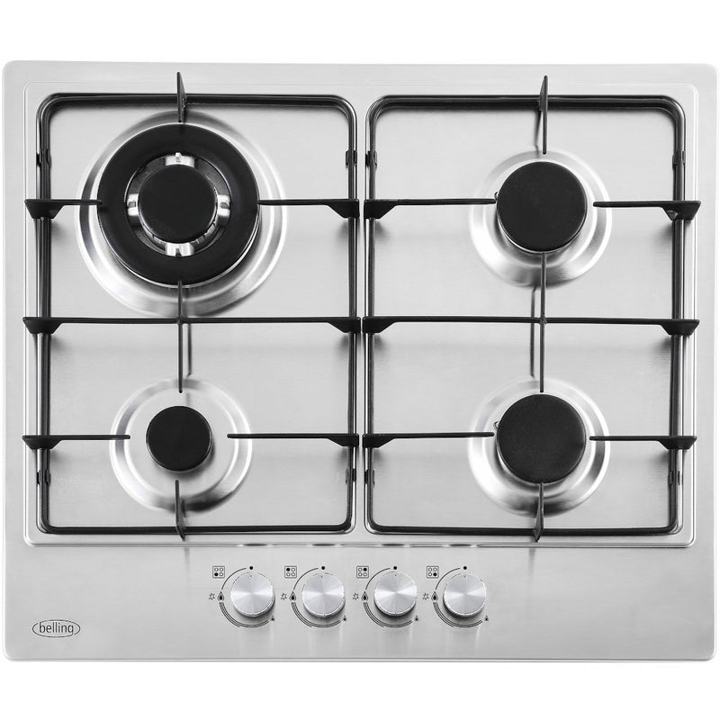 Belling GHU603RI - Stainless Steel 4 Burner Gas Hob - 3.6kW Wok Burner