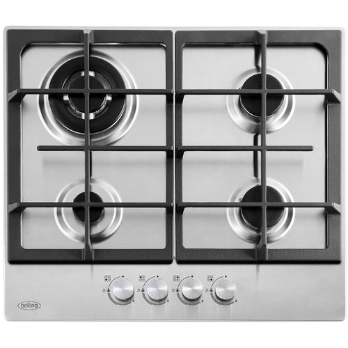 Belling GHU603CI - Stainless Steel 60cm 4 Burner Gas Hob - Wok Burner - Front Controls