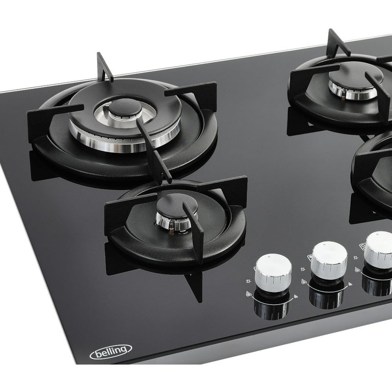 Belling GTG603RI - Black 60cm 4 Burner Gas Hob - Black on Glass - A