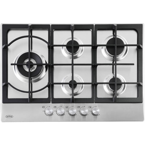 Belling GHU753CI - Stainless Steel 5 Burner Gas Hob - Wok Burner - LPG Convertible